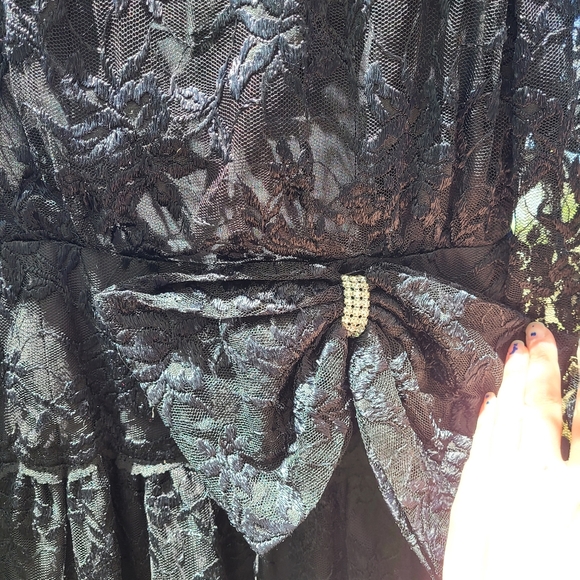 Cachet by Bari Protas black lace vintage dress 80s poofy sleeves - Picture 3 of 4